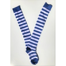 Cotton white with royal blue striped over the knee thigh high socks